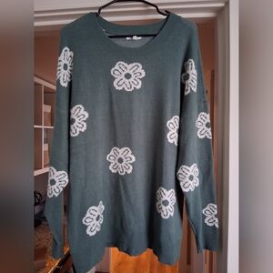 Maurices Teal Floral Sweater Size xl